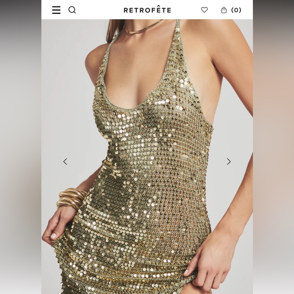 NWT Retrofete Marie Sequin Crochet Dress - SAGE - XS/S NEVER BEEN WORN